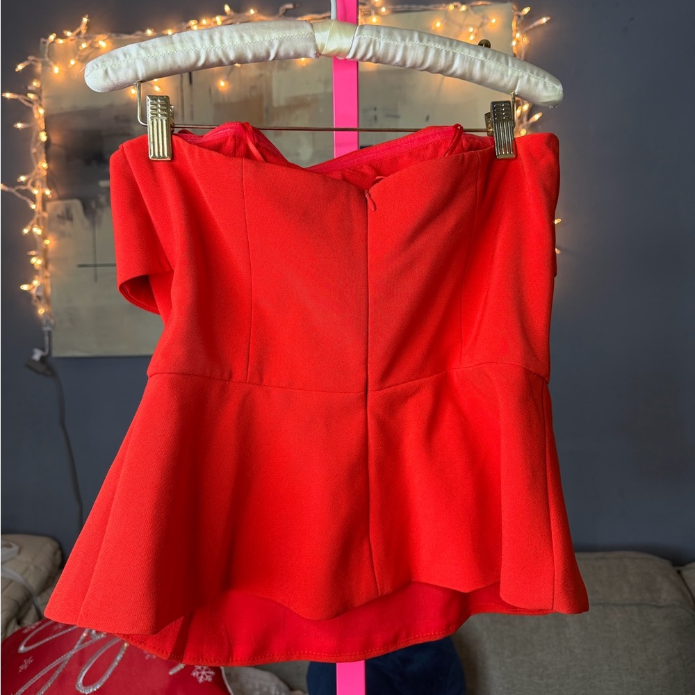 Anthropology Adelyn Rae Red Strapless Bow Top Size Small ✨ - Picture 4 of 6